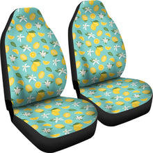 Load image into Gallery viewer, Pastel Blue Green With Yellow Lemon Pattern Car Seat Covers Set