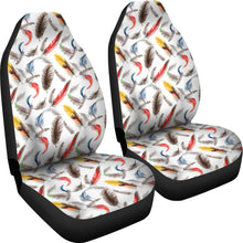 Load image into Gallery viewer, White With Watercolor Feathers Boho Car Seat Covers