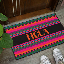 Load image into Gallery viewer, Hola Door Mat Black With Colorful Serape Pattern