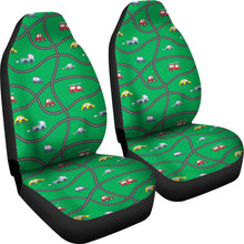 Load image into Gallery viewer, Green Car Seat Covers With Roads and Cars