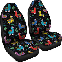 Load image into Gallery viewer, Black With Colorful Llamas Car Seat Covers Seat Protectors