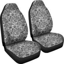 Load image into Gallery viewer, Rose Car Seat Covers Black White Roses Goth Gothic Emo Set Of 2 Front Bucket Seats SUV or Car