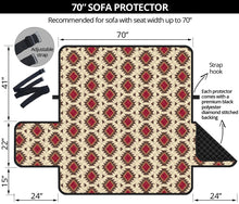 Load image into Gallery viewer, Creamy Beige and Red Navajo Style Native Tribal Pattern 70" Sofa Cover Couch Protector