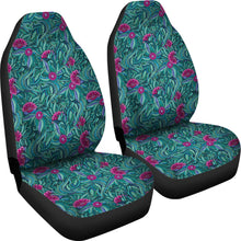 Load image into Gallery viewer, Teal and Magenta Abstract Floral Pattern Car Seat Covers