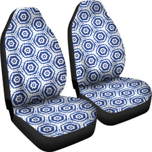 Load image into Gallery viewer, White With Blue Shibori Dye Pattern Ethnic Boho Car Seat Covers