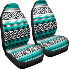 Load image into Gallery viewer, Turquoise Mexican Serape Inspired Pattern Car Seat Covers Turquoise, Black, White