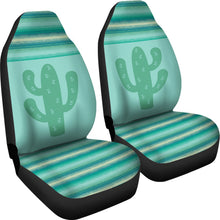 Load image into Gallery viewer, Teal, Blue, Tan, Serape Cactus Design Car Seat Covers Set