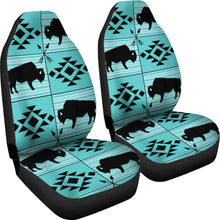 Load image into Gallery viewer, Turquoise and Black Ethnic Buffalo Tribal Pattern Car Seat Covers
