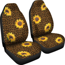 Load image into Gallery viewer, Leopard Print With Rustic Sunflowers Car Seat Covers Seat Protectors
