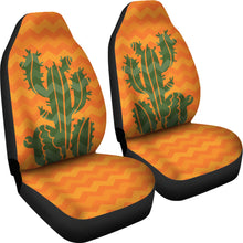 Load image into Gallery viewer, Orange and Green Ombre Chevron Cactus Design Car Seat Covers Set