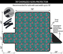 Load image into Gallery viewer, Teal With Pink Roses Shabby Chic Sofa Cover Protector