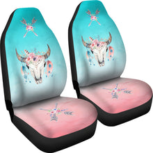 Load image into Gallery viewer, Boho Cow Skull Flowers and Arrows On Ombre Background Car Seat Covers
