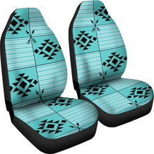 Load image into Gallery viewer, Turquoise Ethnic Tribal Pattern With Stripes Car Seat Covers Set