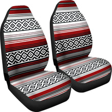 Load image into Gallery viewer, Red, Gray and Black Mexican Serape Inspired Car Seat Covers Seat Protectors Set of 2