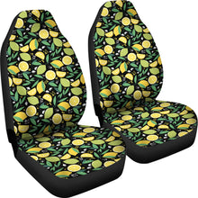 Load image into Gallery viewer, Black With Lemon Lime Citrus Pattern Car Seat Covers Set