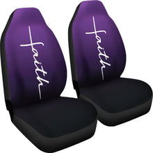 Load image into Gallery viewer, Faith Word Cross In White On Dark Purple Ombre Car Seat Covers Religious Christian Themed