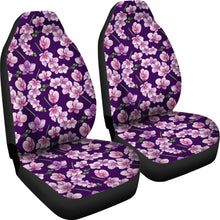 Load image into Gallery viewer, Dark Purple and Pink Orchid Pattern Car Seat Covers