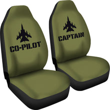Load image into Gallery viewer, Captain and Co-Pilot Set of 2 Car Seat Covers Army Military Green
