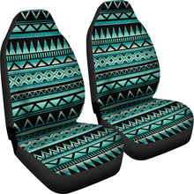 Load image into Gallery viewer, Teal and Black Tribal Pattern Abstract Car Seat Covers