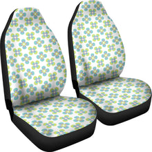 Load image into Gallery viewer, White With Green Retro Hippie Flower Pattern Car Seat Covers Set