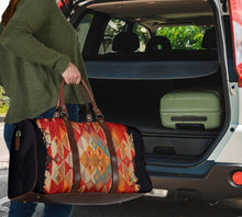 Load image into Gallery viewer, Abstract Tribal Travel Bag Duffel With Black Faux Leather Handles