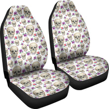 Load image into Gallery viewer, White With Pink and Purple Skulls and Roses Car Seat Covers