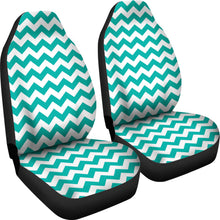 Load image into Gallery viewer, Teal and White Chevron Pattern Car Seat Covers
