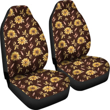 Load image into Gallery viewer, Sunflower Pattern on Dark Background Car Seat Covers Set