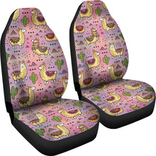 Load image into Gallery viewer, Pink Llama and Cactus Car Seat Covers Boho Seat Protectors