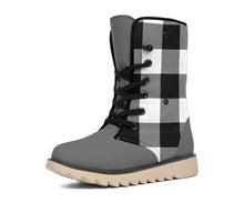 Load image into Gallery viewer, Buffalo Plaid Color Block Fur Lined Snow Boots Black and White Winter Boots