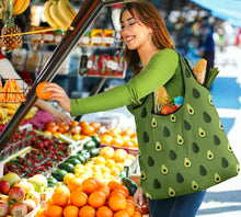 Load image into Gallery viewer, Avocado Pattern Reusable Grocery Shopping Bags Pack of 3