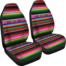 Load image into Gallery viewer, Bright Colored Pink, Green and Red Serape Style Car Seat Covers Set