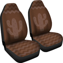 Load image into Gallery viewer, Brown Cactus Chevron Car Seat Covers Set