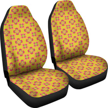 Load image into Gallery viewer, Yellow With Pink and Green Retro Hippie Flower Pattern Car Seat Covers Set