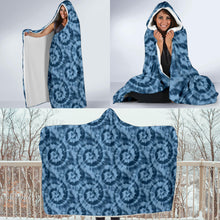 Load image into Gallery viewer, Blue Tie Dye Hooded Blanket With White Fleece Lining
