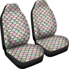 Load image into Gallery viewer, Pink, Green, and Purple Iridescent Mermaid Scales Watercolor Car Seat Covers