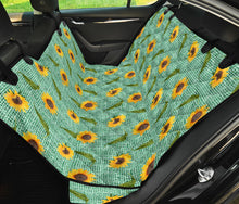 Load image into Gallery viewer, Turquoise Burlap Design With Sunflower Pattern Back Seat Protectors