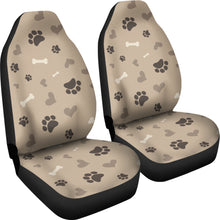 Load image into Gallery viewer, Beige With Brown Dog Love Pattern With Paw Prints, Bones, Hearts Car Seat Covers