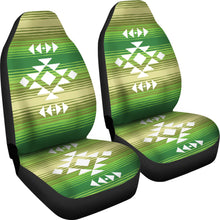 Load image into Gallery viewer, White Tribal Design on Green Serape Style Ethnic Pattern Car Seat Covers Set