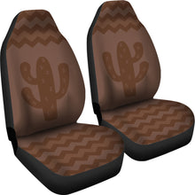 Load image into Gallery viewer, Brown Chevron With Cactus Design Car Seat Covers