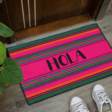 Load image into Gallery viewer, Hola Door Mat Black With Colorful Serape Pattern