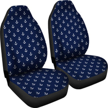 Load image into Gallery viewer, Navy Blue With White Anchor Nautical Pattern Car Seat Covers Set