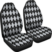 Load image into Gallery viewer, Black and Silver Argyle Car Seat Covers