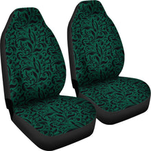 Load image into Gallery viewer, Emerald Green and Black Floral Car Seat Covers To Match Steering Wheel Cover