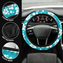 Load image into Gallery viewer, Teal Hibiscus Flower Steering Wheel Cover