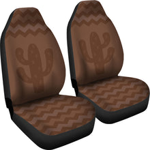 Load image into Gallery viewer, Brown Chevron With Cactus Car Seat Covers Set