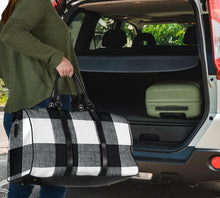 Load image into Gallery viewer, Black and White Buffalo Check Duffel Bag Travel Bag