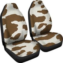 Load image into Gallery viewer, Light Brown and White Cow Hide Print Car Seat Covers Rustic Pattern