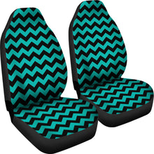 Load image into Gallery viewer, Teal and Black Chevron Car Seat Covers Set