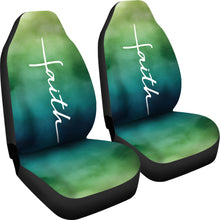 Load image into Gallery viewer, Faith Green and Blue Watercolor Car Seat Covers Religious Christian Themed